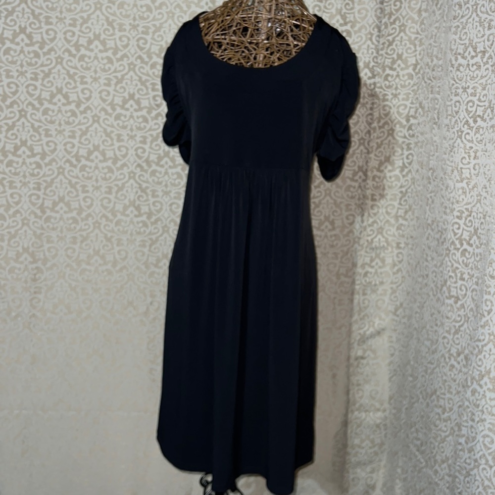 Duo Maternity Dress, Black, 1X Very pretty empire waist with tie. Short sleeve!